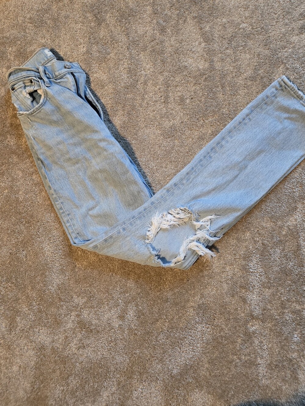 Abercrombie & Fitch Light Blue Distressed Skinny Jeans